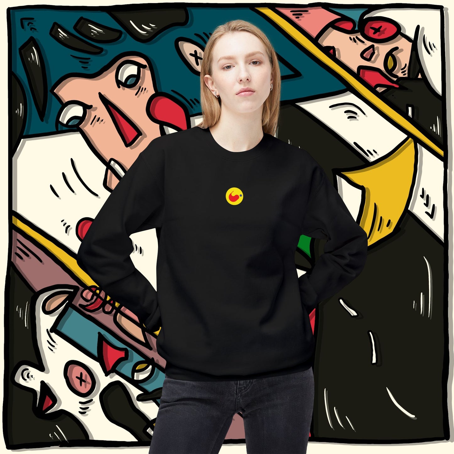 ‘ladywiththepapillon’ - unisex softstyle fleece crewneck sweatshirt