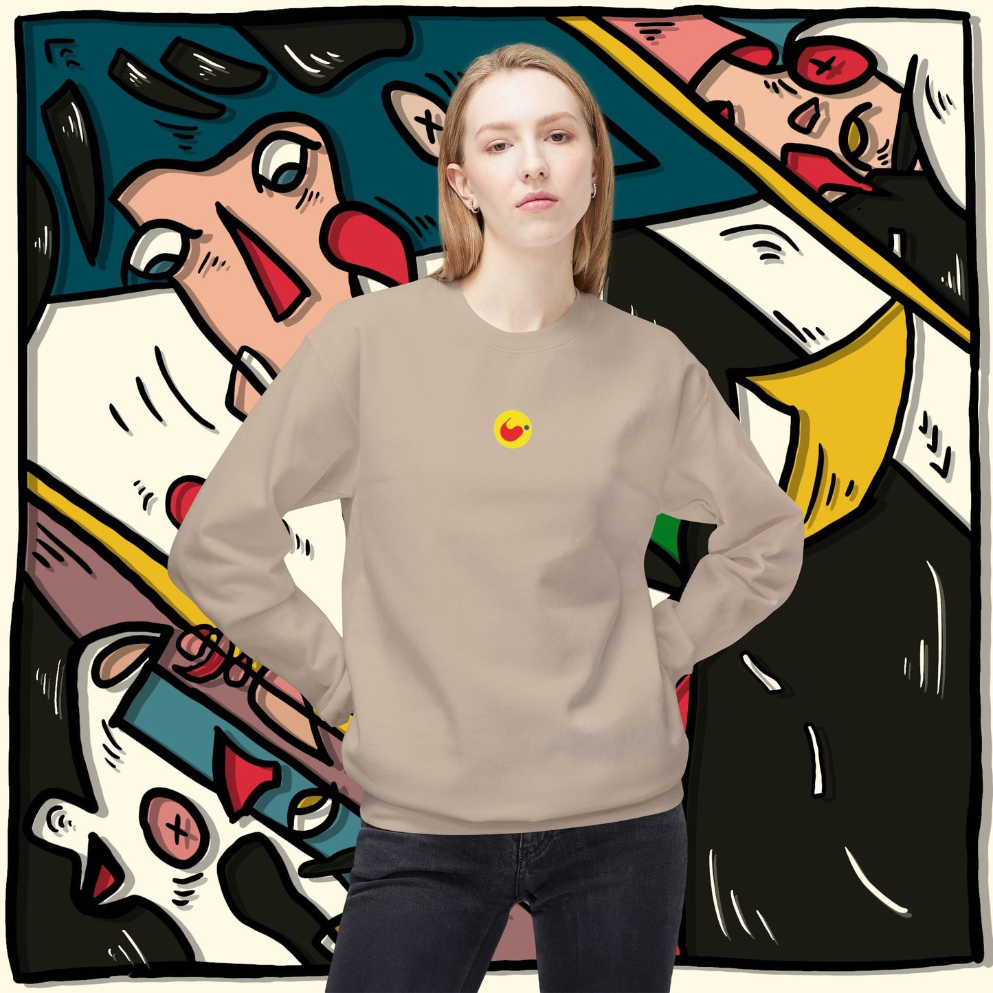 ‘ladywiththepapillon’ - unisex softstyle fleece crewneck sweatshirt