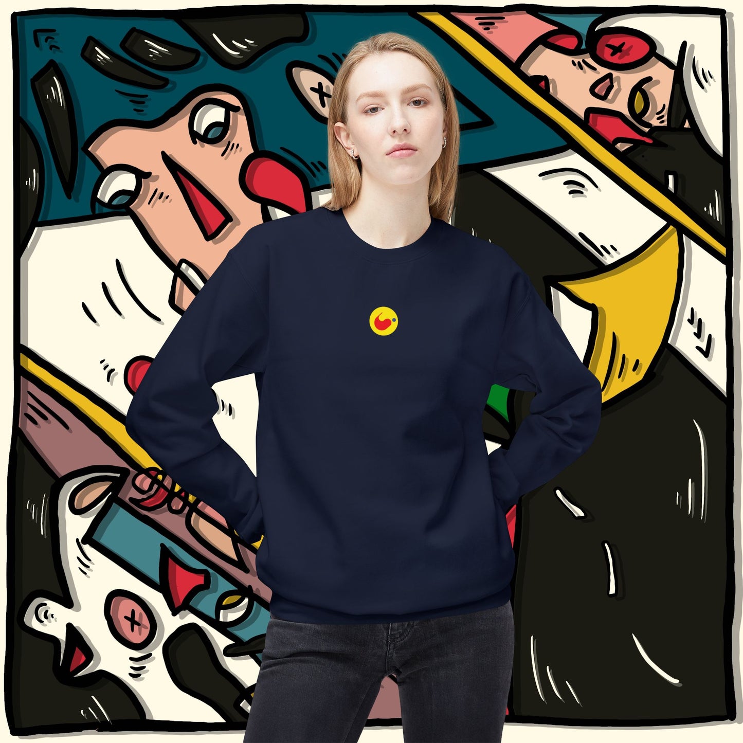 ‘ladywiththepapillon’ - unisex softstyle fleece crewneck sweatshirt