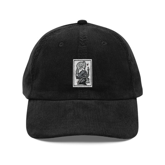 ‘burownmuse’ - Vintage Corduroy Embroidered Cap — Retro Rose Patch Dad Hat ve b